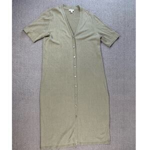 J. Jill Cardigan Duster Knit Long Line Linen Blend Green Size Small